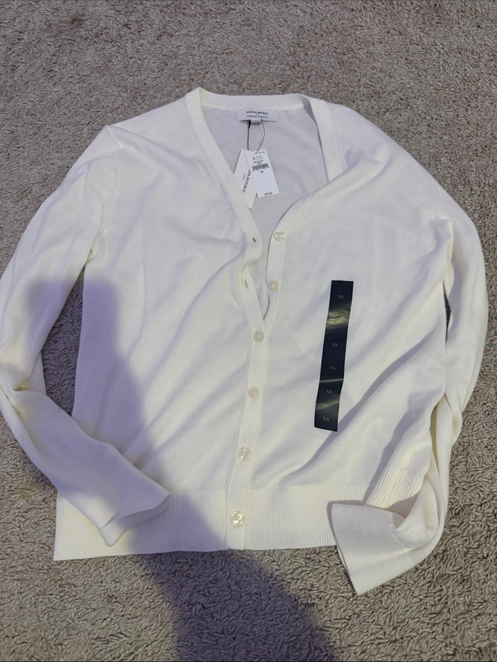 Banana Republic White V-Neck Button Cardigan